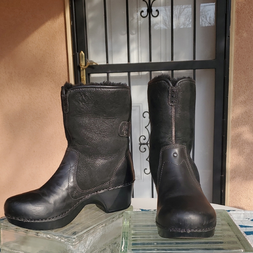 Dansko Black Leather and Suede Boots/Booties